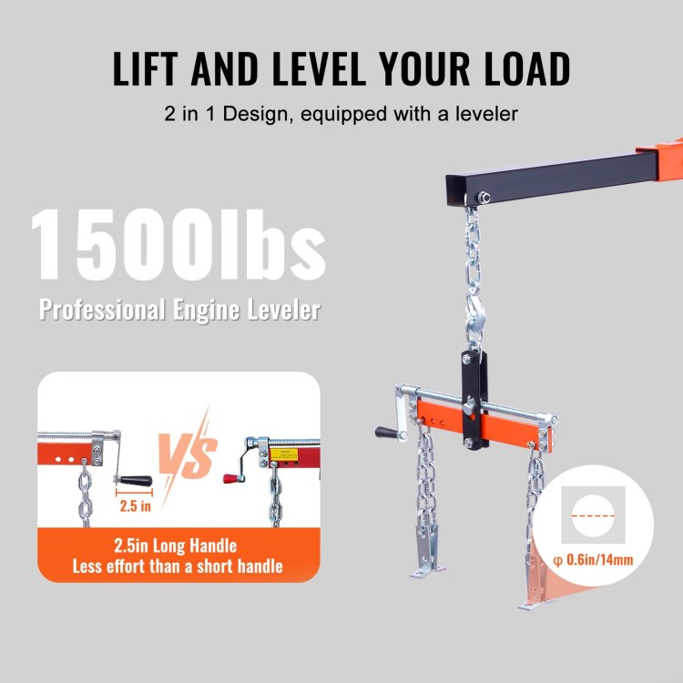 Hydraulic Engine Hoist With Lever, 2 Ton 4400 Lbs Heavy Duty Cherry Picker Shop Crane, Foldable Engine Crane And Engine Hoist Leveler For Auto Repair, Motors, Weights Lifting, Loading