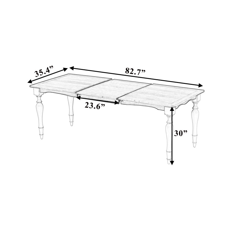 Vintage Traditional 82.7Inch Extendable Dining Table With 23.6Inch Removable Leaf, Natural