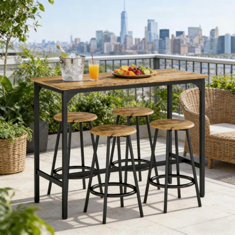 Table With Stools,Kitchen Table 4 Chairs,5 Piece Counter Height Bar Table And Chairs Set