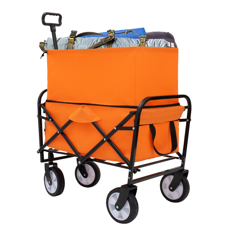 Minimeetall Strap Collapsible Foldable Wagon Cart Beach Wagon Heavy Duty Utility Cart Utility Wagon Grocery Cart For For Camping Shopping Sports Gardeing Fishing Supports 225Lbs Orange