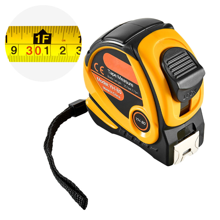 Tape Measure 25 Ft Length, Measuring Tape With Retractable, Imperial And Metric Ft M Dual Scale & Abs Case & Easy Read Steel Measurement Tool, For Outdoor,Decoration