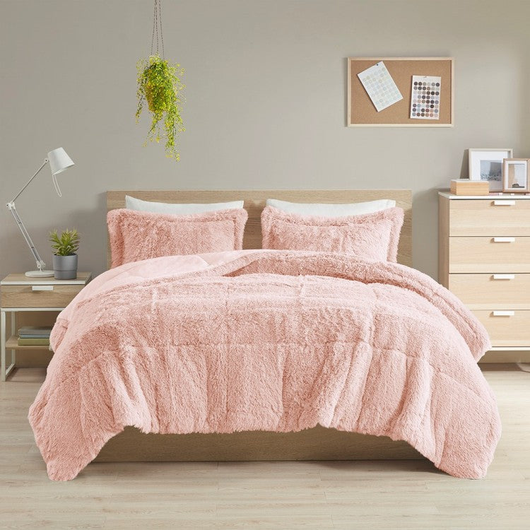 Twin Twin Xl Shaggy Long Fur Comforter Mini Set