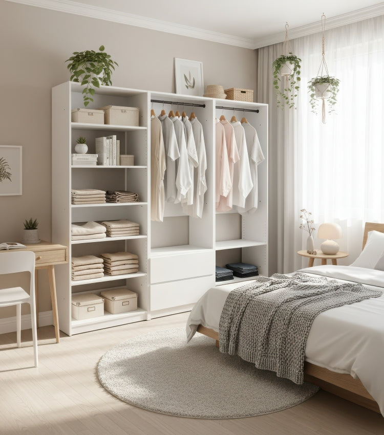 Prosper White Freestanding Walk In Wood Closet System