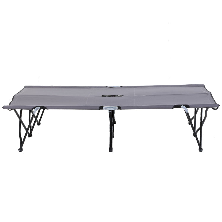 Outsunny 2 Person Folding Camping Cot For Adults, 50" Extra Wide Outdoor Portable Sleeping Cot With Carry Bag, Elevated Camping Bed, Beach Hiking, Grey