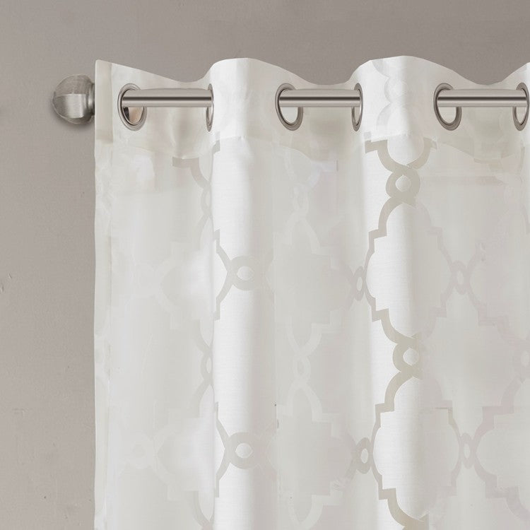 Fretwork Burnout Sheer Curtain Panel Only 1 Pc Panel
