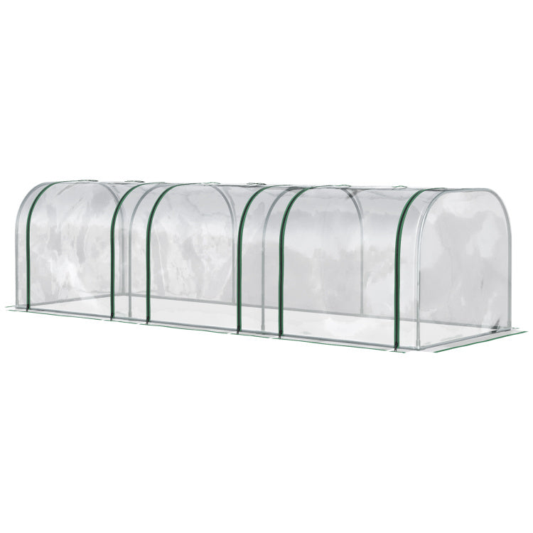 Outsunny 10' X 3' X 2.5' Mini Greenhouse, Portable Tunnel Green House With Roll Up Zippered Doors, Uv Waterproof Cover, Steel Frame, Clear