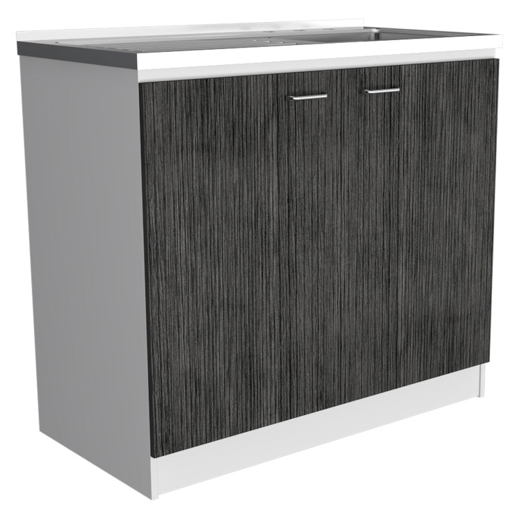 Oklahoma Utility Sink, Double Door Cabinet, Stainless Steel Countertop