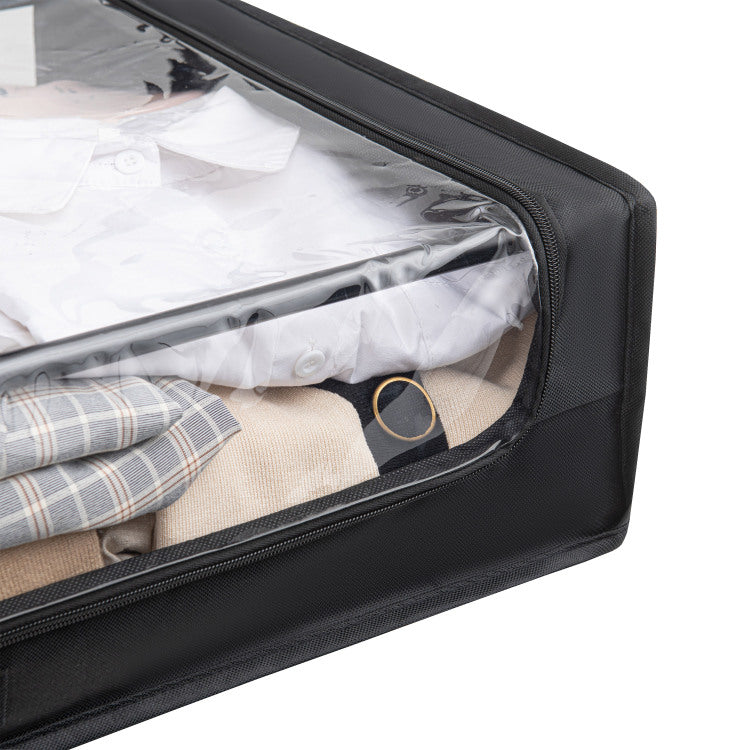 Set Of 2 Under Bed Rolling Storage Container With Transparent Cover, Versatile Space Saving Design, And Smooth Glide Multi Directional Wheels Ideal For Organizing Clothes, Shoes, And More