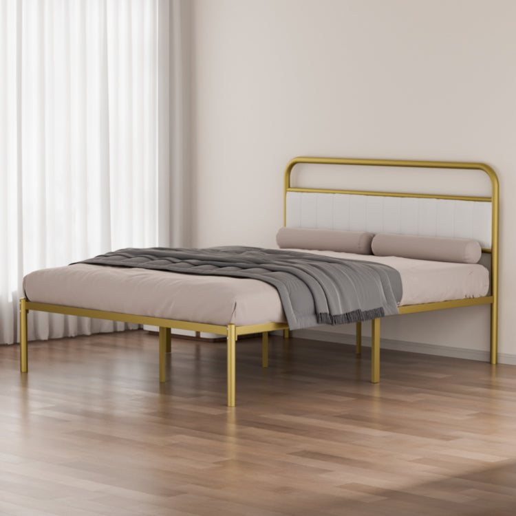 Queen Size Metal Steel Platform Bed Frame With Durable Upholstered Headboard Cushion Iron & Wood Adjustable For Hotels Villas