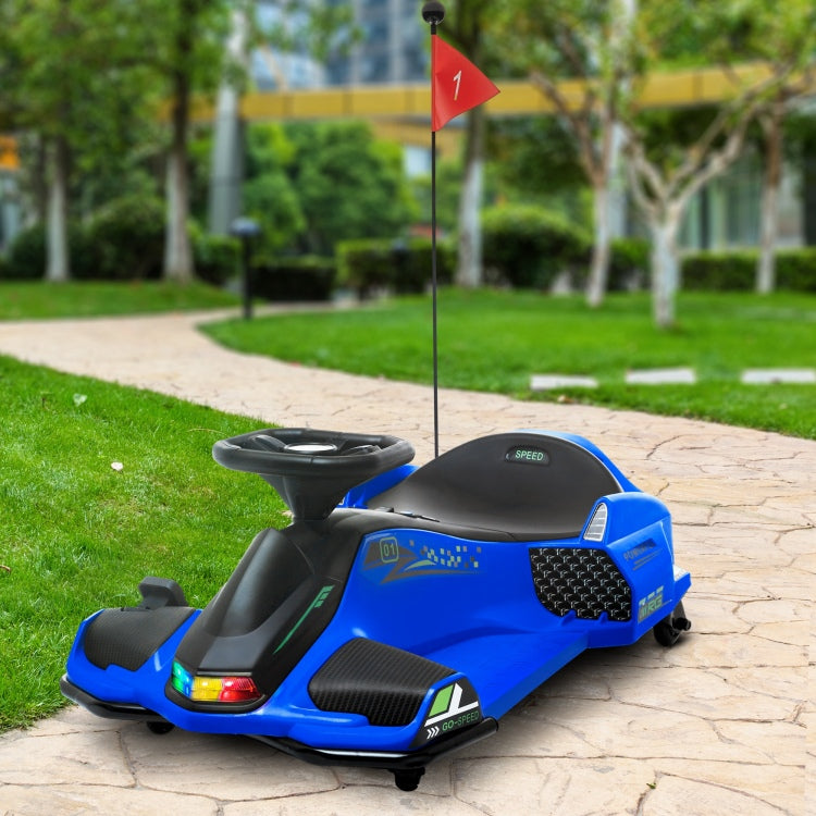 Aosom 12V Electric Go Kart, 5 Mph Drifting Car, Battery Powered Ride On Toy Outdoor With Slow Start, Music, Colorful Lights, For 8 12 Years Old, Blue