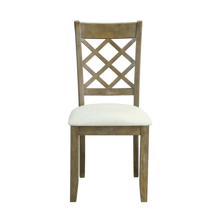 Karsen Beige Linen & Rustic Oak Finish Side Chair Set Of 2
