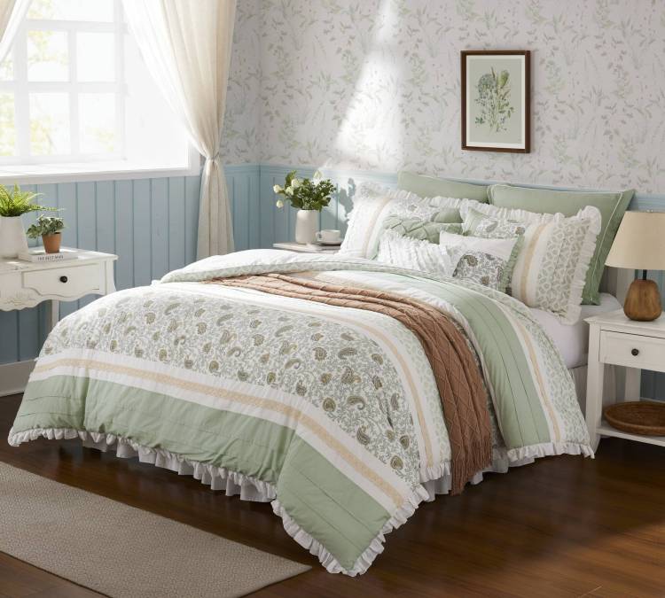 9 Piece Cotton Percale Comforter Set Queen