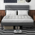 Full Size Upholstered Platform Bed Frame With Headboard, No Box Spring Needed, 14'' Underbed Storage