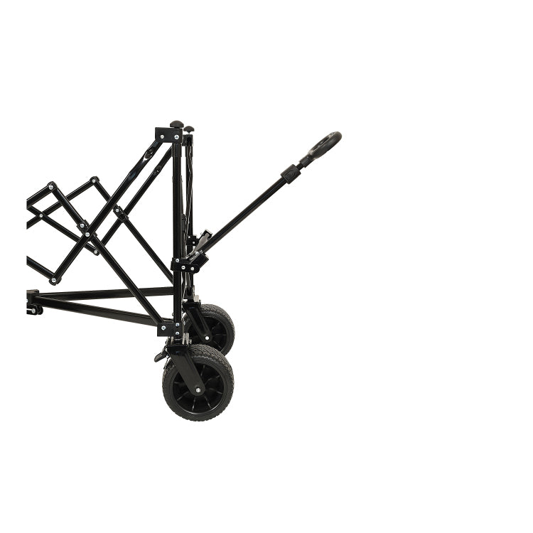 Collapsible Foldable Extended Wagon,480Lbs Weight Capacity, Heavy Duty Folding Utility Garden Cart With Big All Terrain Beach Wheels & Drink Holders,Side Pocket And Brakes, Black