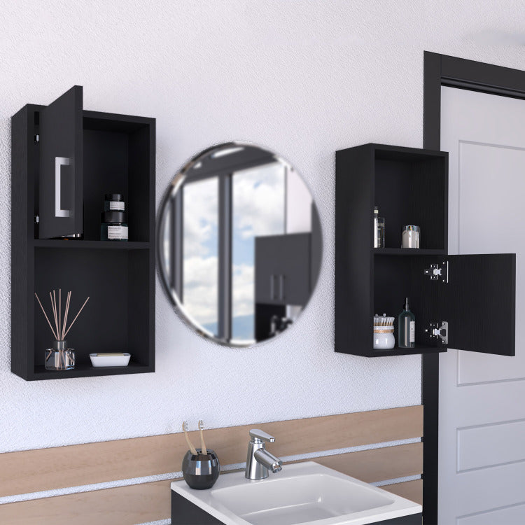 Wall Mounted Bathroom Medicine Cabinet Eak 24" H, Two Doors, Two Shelves,Black