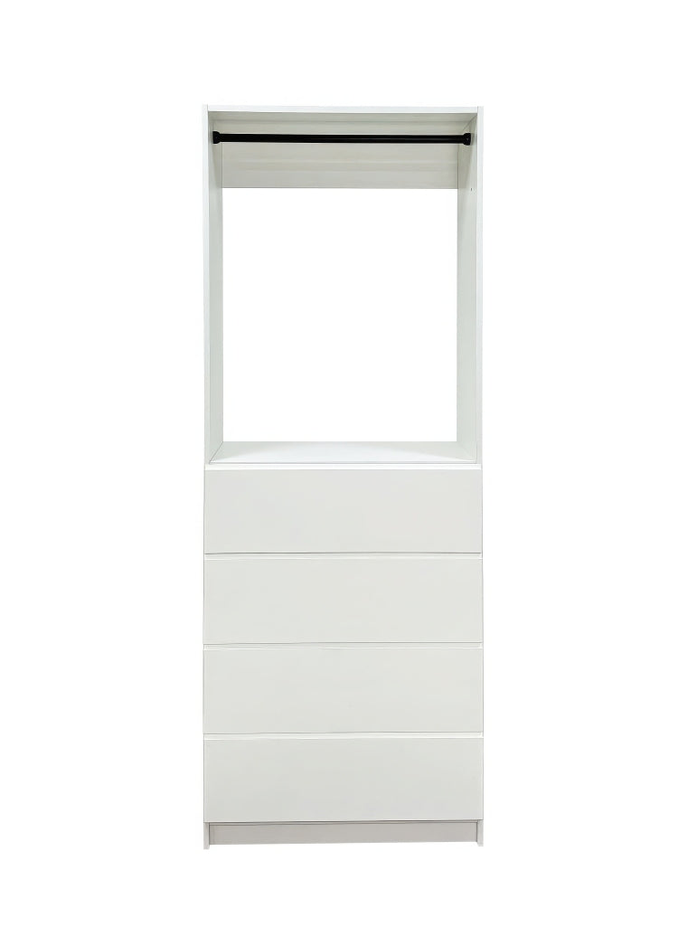 Prosper 32" White Wood Walk In Closet With Four Drawers