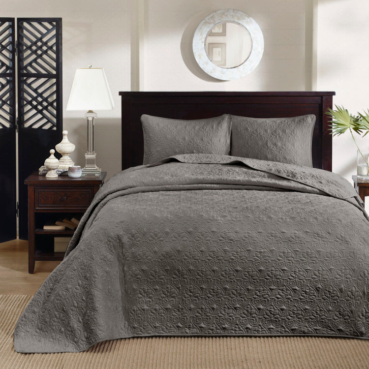 Reversible Bedspread Set Dark Grey Queen