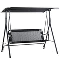 Outsunny Patio Swing Chair With Canopy, Seats 2 Adults Loveseat Bench With Adjustable Tilt Canopy, Armrests, A Frame Steel, Mesh For Backyard, Garden, Black