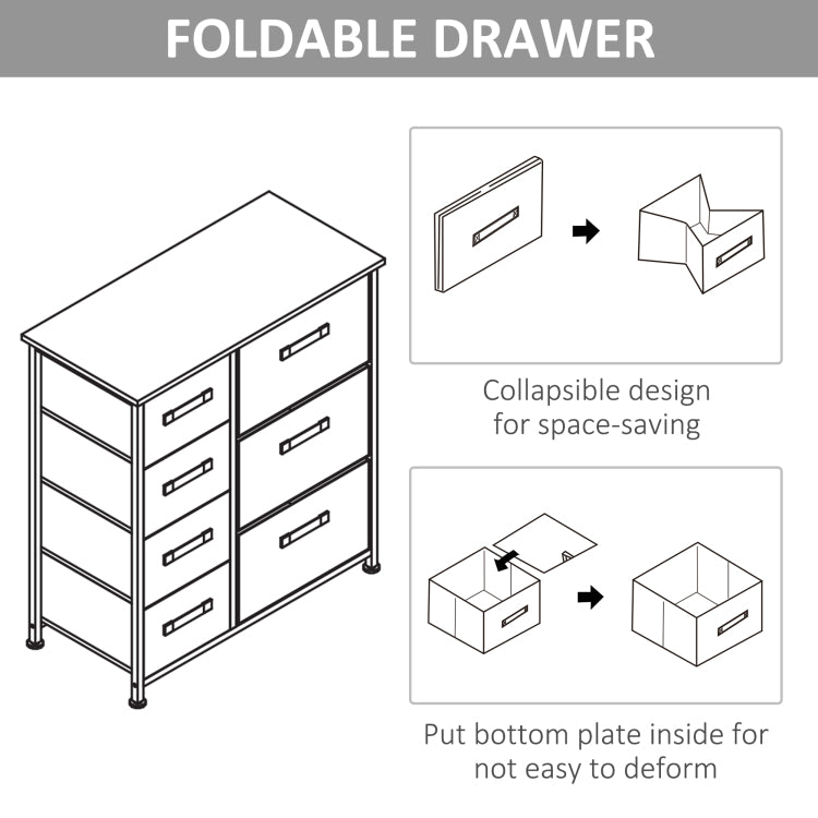 Homcom 7 Drawer Dresser Storage Tower Cabinet Organizer Unit, Easy Pull Fabric Bins With Metal Frame For Bedroom, Closets, Light Gray