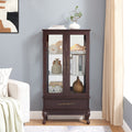 Curio Cabinet Lighted Glass Cabinet Glass Wine Cabinet Curio Display Cabinet With Adjustable Glass Shelves 2 Doors And 1 Drawer Cabinet Sideboard With Bulb Included Dark Cherry