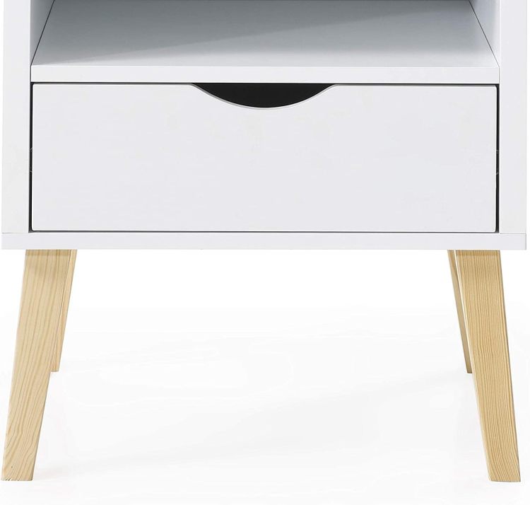 Mid Century Modern Jeff Night Stand, End Table Bed Room Accent Side Table, White