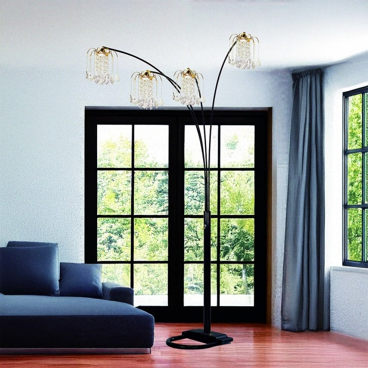 Black 4 Head Crystal Inspired Arch Floor Lamp