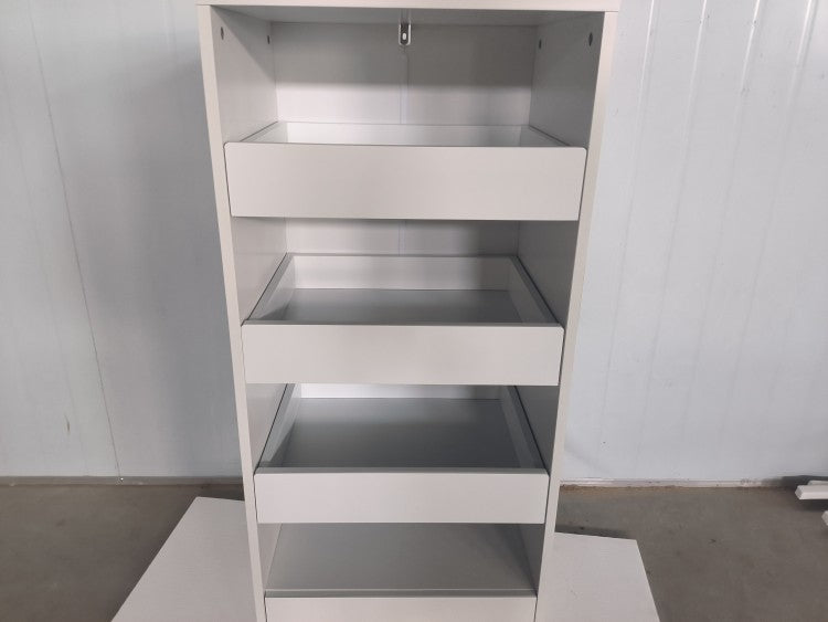 4 Tier Freestanding Bookshelf With 3 Sliding Drawers And 1 Bottom Drawer