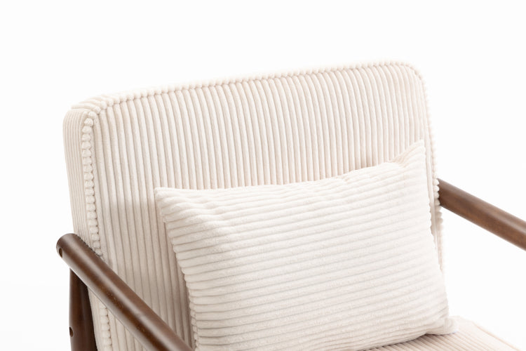 Storage Chair,Mid Century Modern Accent Chair With Wood Frame, Upholstered Living Room Chairs With Waist Cushion, Reading Armchair For Bedroom Sunroom