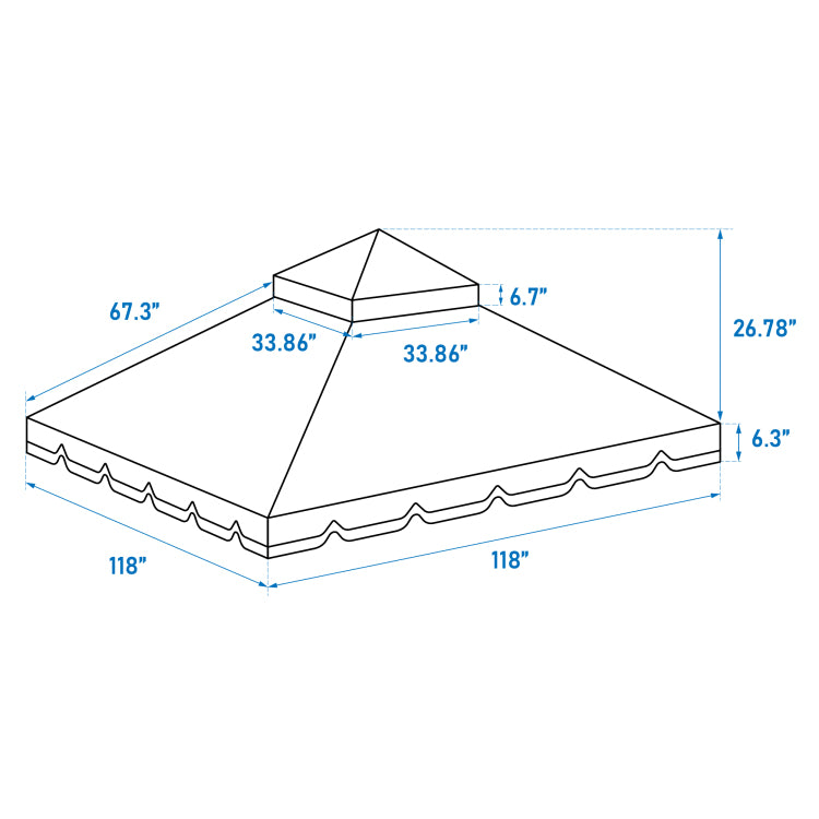 10X10 Ft Outdoor Patio Gazebo Replacement Canopy,Double Tiered Gazebo Tent Roof Top Cover Only Great Wall Border Frame Not Include Beige