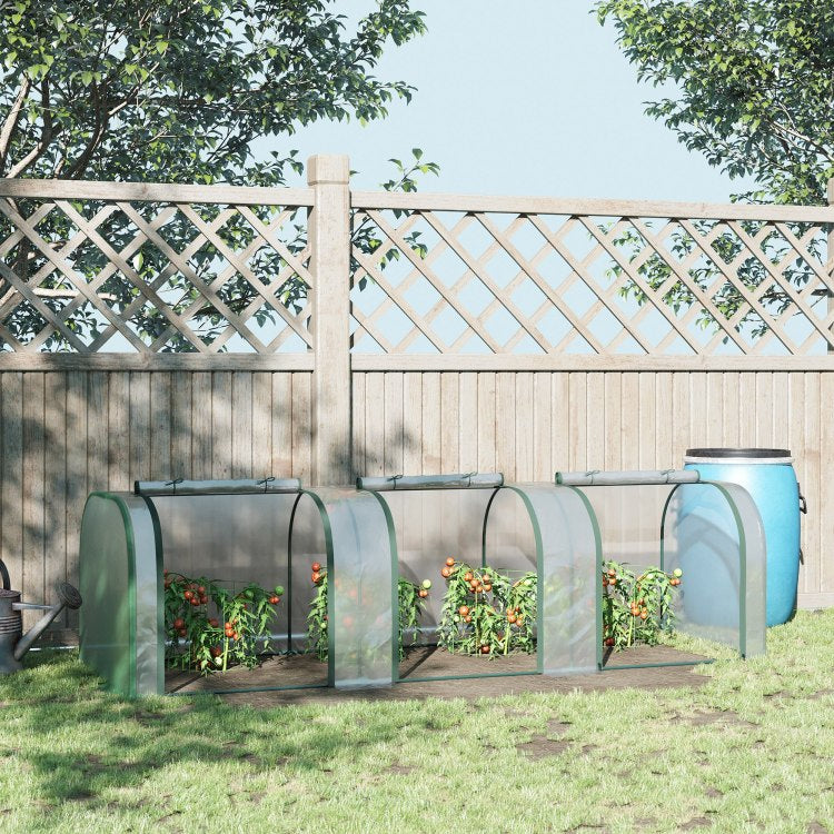 Outsunny 10' X 3' X 2.5' Mini Greenhouse, Portable Tunnel Green House With Roll Up Zippered Doors, Uv Waterproof Cover, Steel Frame, Clear