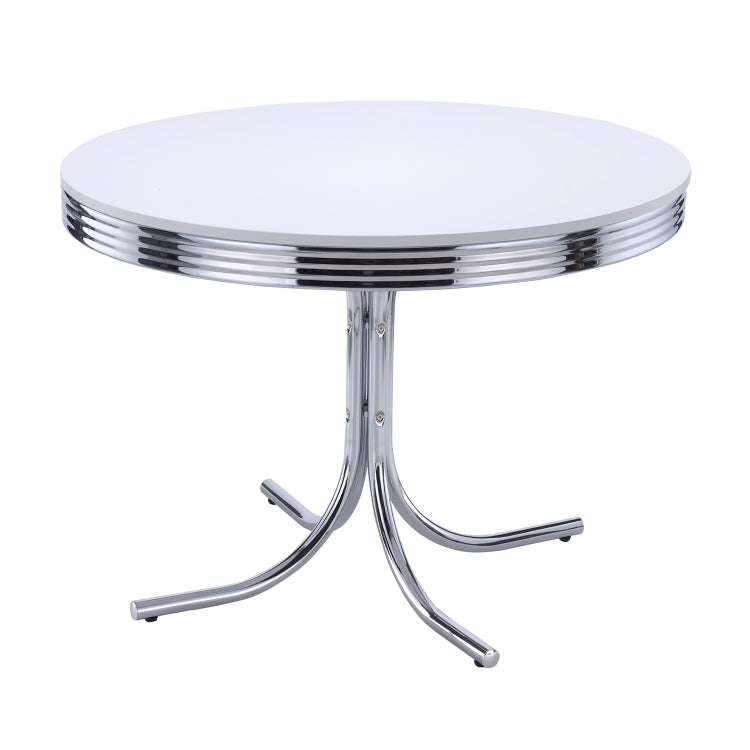 Marla White And Chrome 5 Piece Dining Set