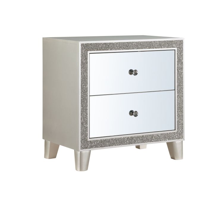 Glam Style Bedroom Furniture 1Pc Nightstand With 2X Drawers Mirrored Front Champagne Finish