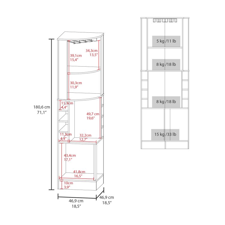 White Corner Bar Cabinet With Wine Storage And Glass Rack
