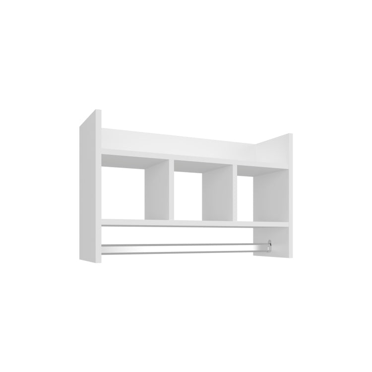 Bathroom Wall Shelf With Towel Bar, Compact Storage With A Wide Upper Shelf, Three Comapct Middle Shelves And Towel Holder For Bathroom Organizer