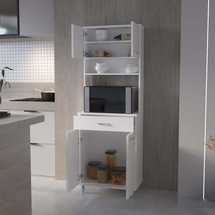 Santa Maria 1 Drawer 1 Shelf Area Pantry With Adjustable Metal Legs White