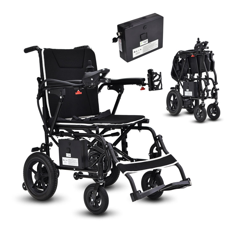 Lightweight Electric Wheelchair For Adults & Seniors Ultralight 36Lbs Foldable Power Wheelchairs, 264Lbs Loading Capacity, 12 Mile Long Travel Range, All Terrain, With Led Light & Cup Holder
