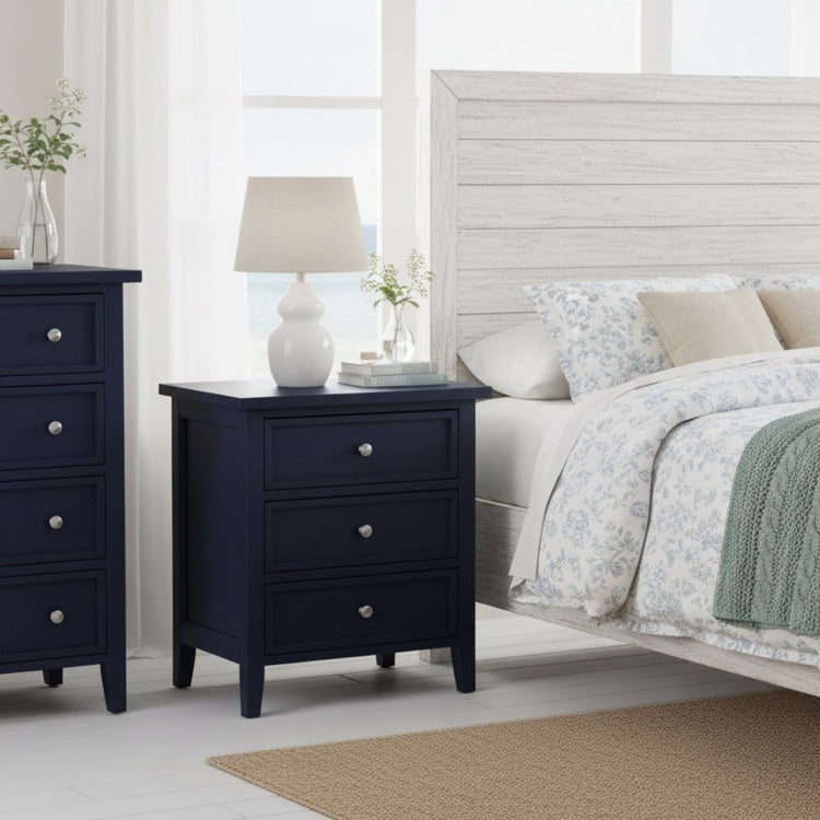 Luca 3 Drawer Nightstand Midnight Blue