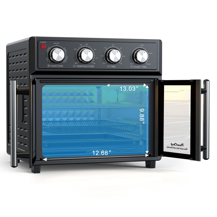 Plumchef 26Qt Large Capacity French Double Door Air Fryer Convection Toaster Oven, 1700W, 7 Preset Menus, 7 In 1 Multi Function For Bake, Roast, Grill, Toast, Dehydrate& Defrost, Stainless