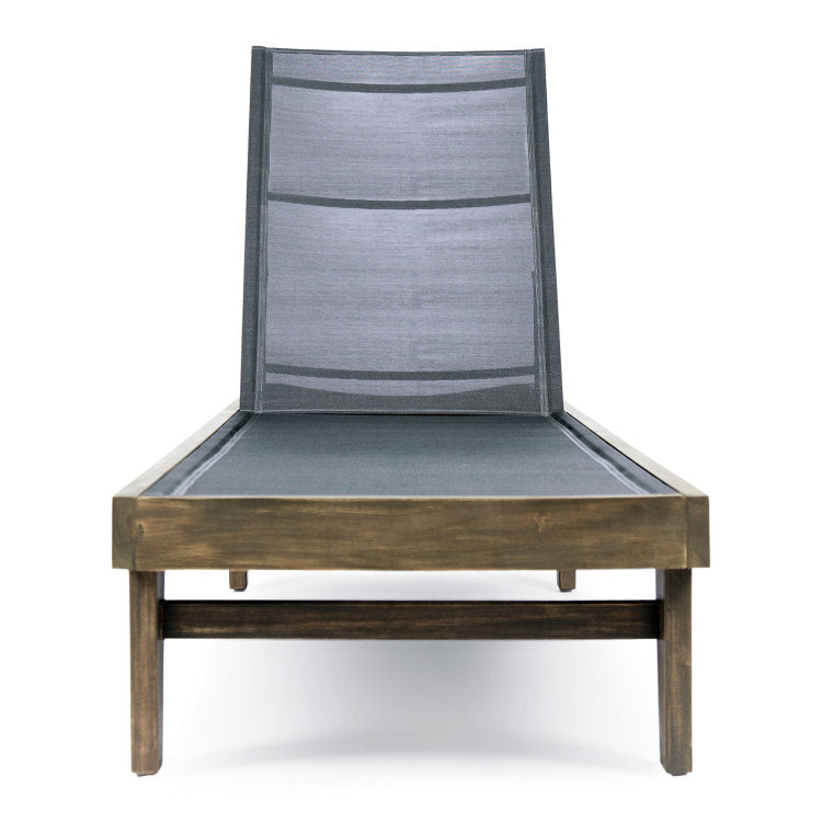 SUMMERLAND CHAISE LOUNGE DARK GREY MESH dark grey - acacia wood