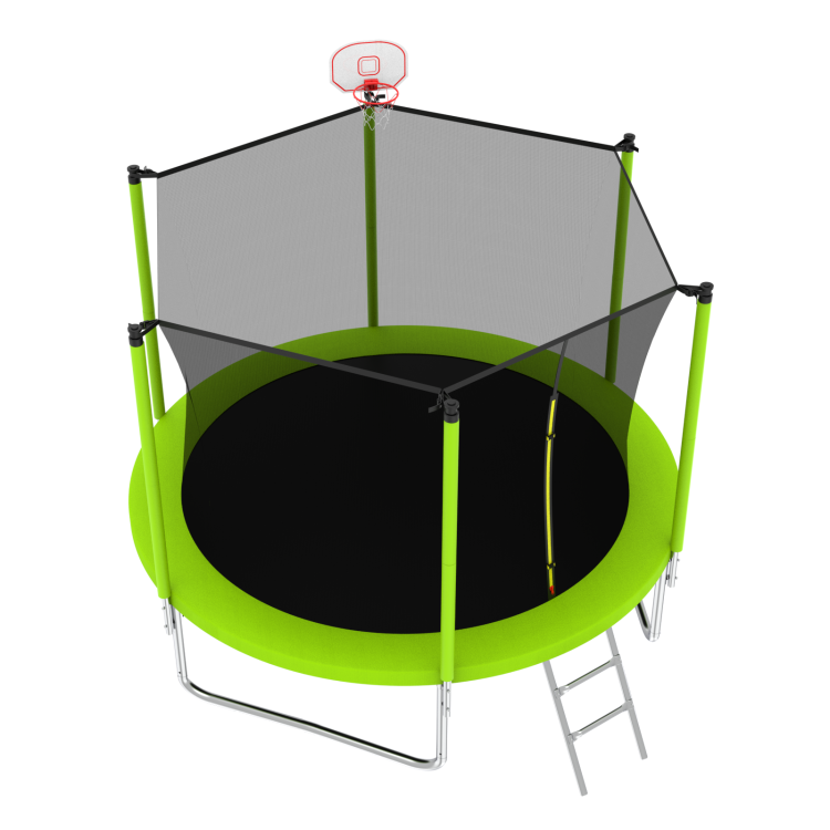 10Ft Trampoline For Kids, Basketball Hoop And Ladder, Outdoor Kids Trampoline With Safety Enclosure,Fast Assembly For Backyard Fun,Astm Approved