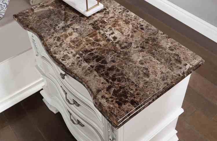 Traditional Style 1Pc Nightstand Marble Top Dovetail Drawers Ball Bearing Glide Pearl White Finish Bedroom Furniture