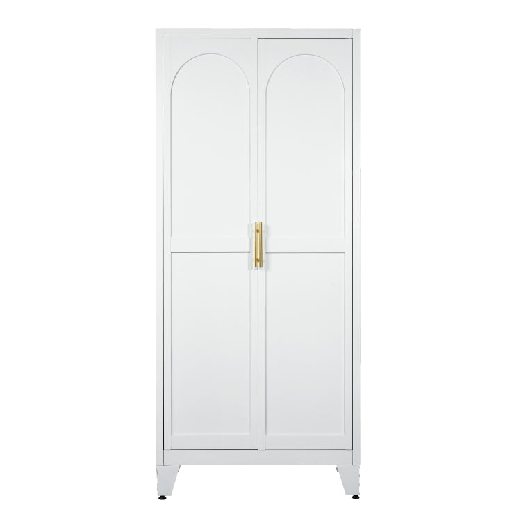71'' 2 Shapely Doors Cabinet, Metal Storage Cabinet With Doors And Adjustable Shelves, For Bedroom, Living Room, Kitchen White