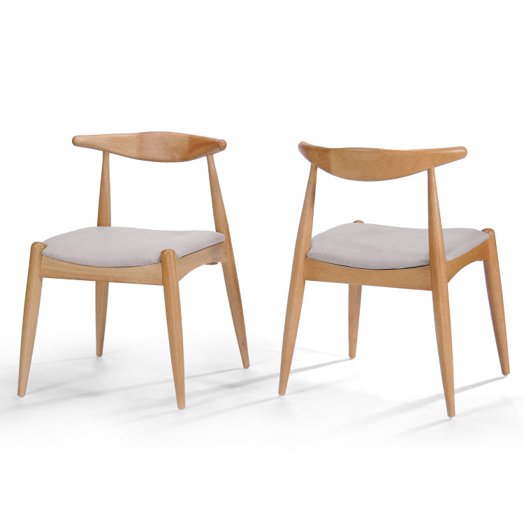 Set Of 2 Rubberwood Dining Chairs With Ergonomic Backrest & Comfort Cushions, Natural Beige Same Sku: 59296.00Fbei