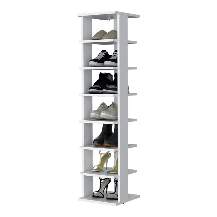 White 7 Tier Tall Vertical Shoe Rack