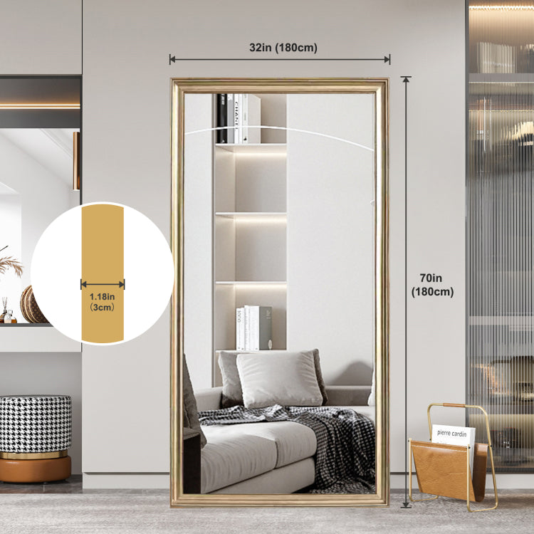 32*70Inch Full Body Floor Mirror With Artificial Wood Frame, Elegant Design And Durability, A Must Have For Bedrooms, Clothing Stores And Salons