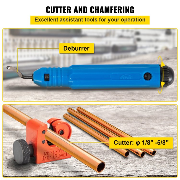 Hydraulic Flaring Tool Kit, 45 Double Flaring Tool, Brake Repair Brake Flaring Tools For 3 16" 1 2", Brake Flare Tool With Tube Cutter And Deburrer, 32 Pcs Tube Flaring Tools For Copper Lines