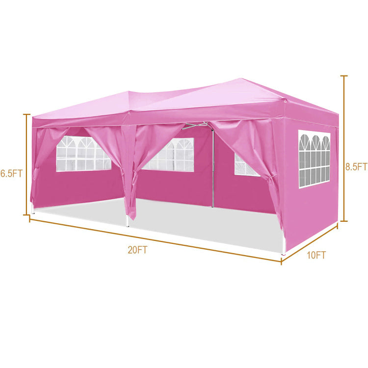10'X20' Folding Canopy With 6 Removable Sidewalls Outdoor Event Shelter Upf 50 Gazebo Portable Tents For Parties Beach Camping Wedding Ez Pop Up Canopy With Carry Bag Old Sku: W2185P191601
