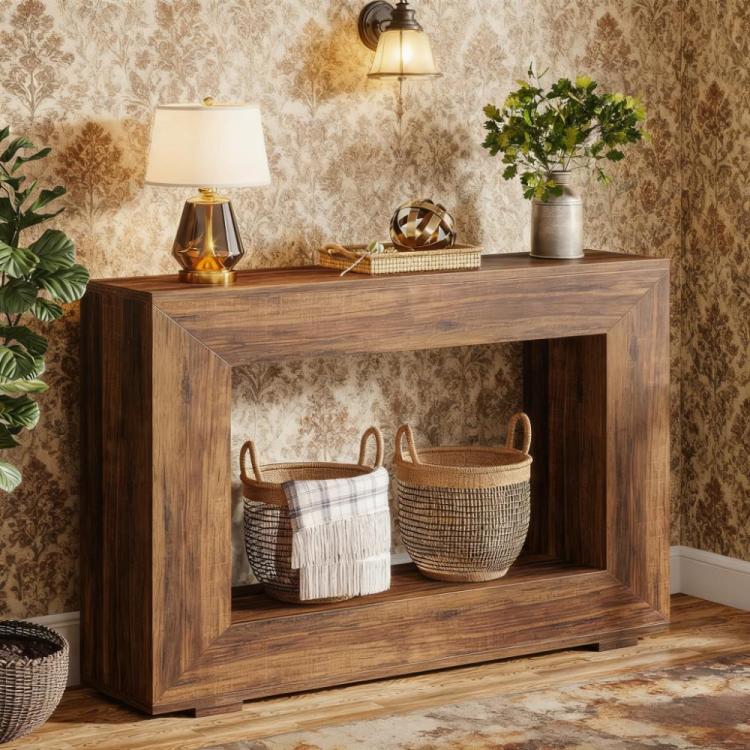 47 Inches Wooden Console Table, Narrow Long Wood Sofa Table, Living Room Table Entryway Console Table