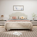Queen Size Bed Frame Upholstered Platform Bed With Adjustable Headboard,Linen Fabric Padded,Modern Simple Style Platform Bed No Box Spring Needed, Easy Assembly, Beige