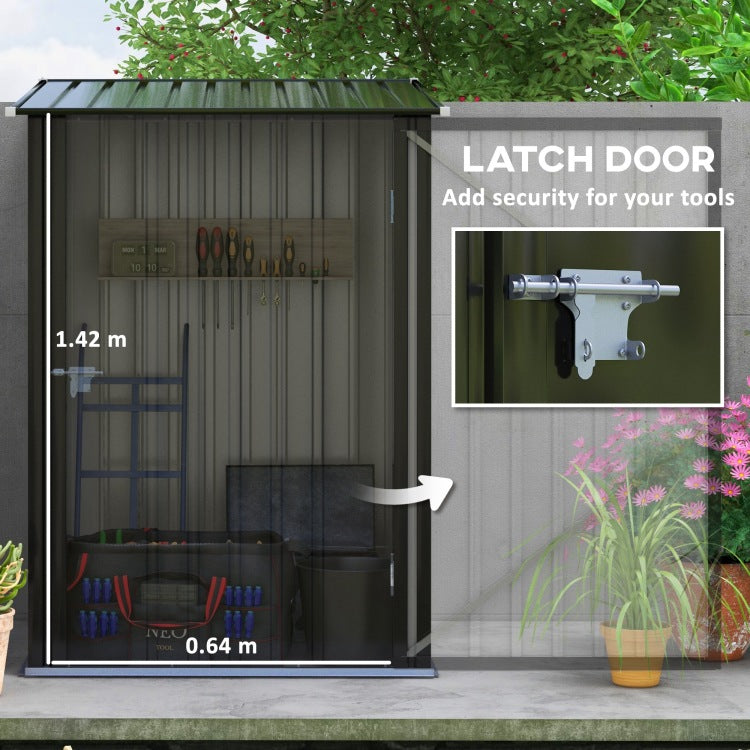 Outsunny 3.3' X 3.4' Outdoor Storage Shed, Galvanized Metal Utility Garden Tool House, Lockable Door For Backyard, Bike, Patio, Garage, Lawn, Dark Gray